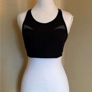 Lululemon Ribbed-Mesh High-Neck Bra Medium Support B/C Cup Racerback Sz 8 Black